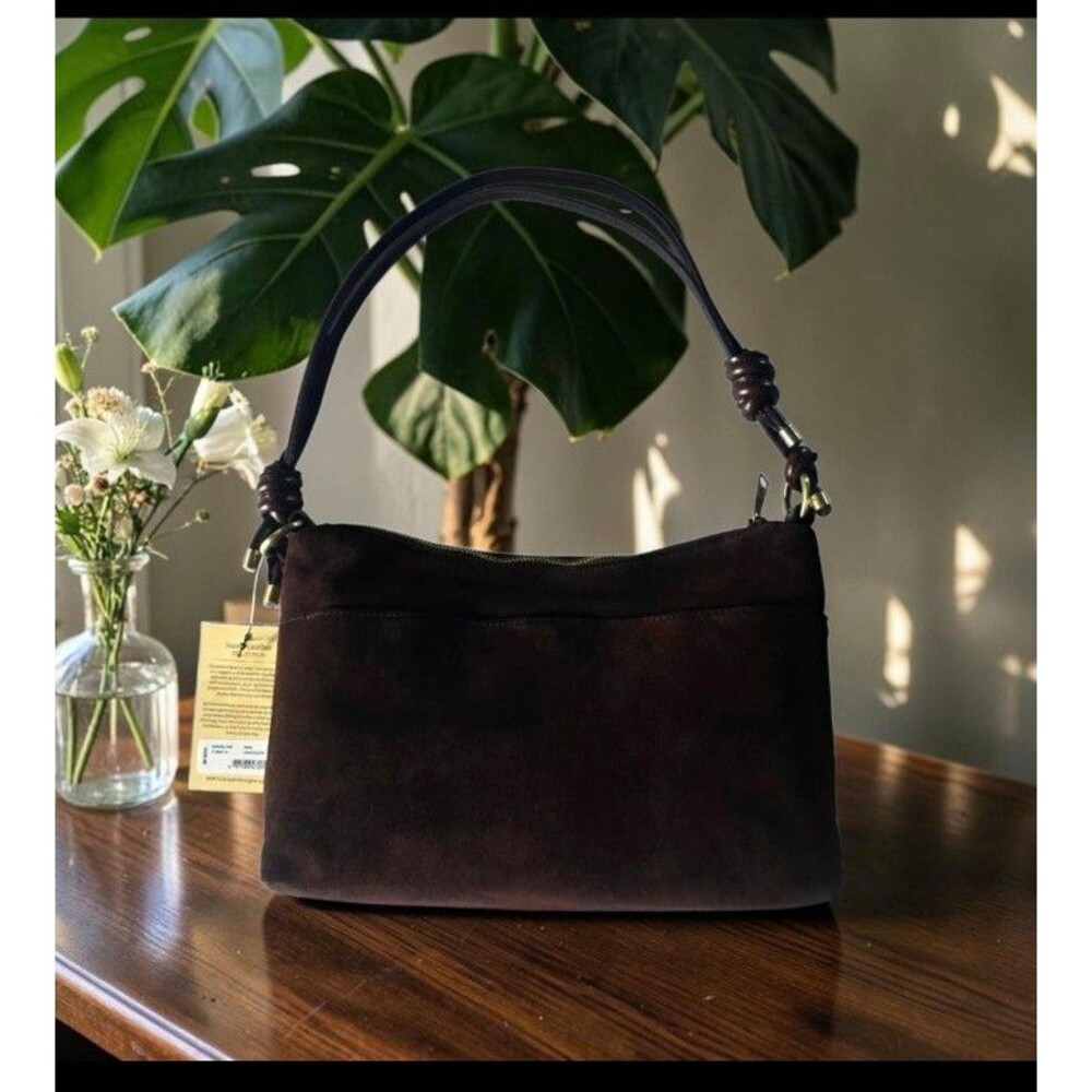 Patricia Nash Irma Suede bag in chocolate. Adjustable straps. NWT dust bag